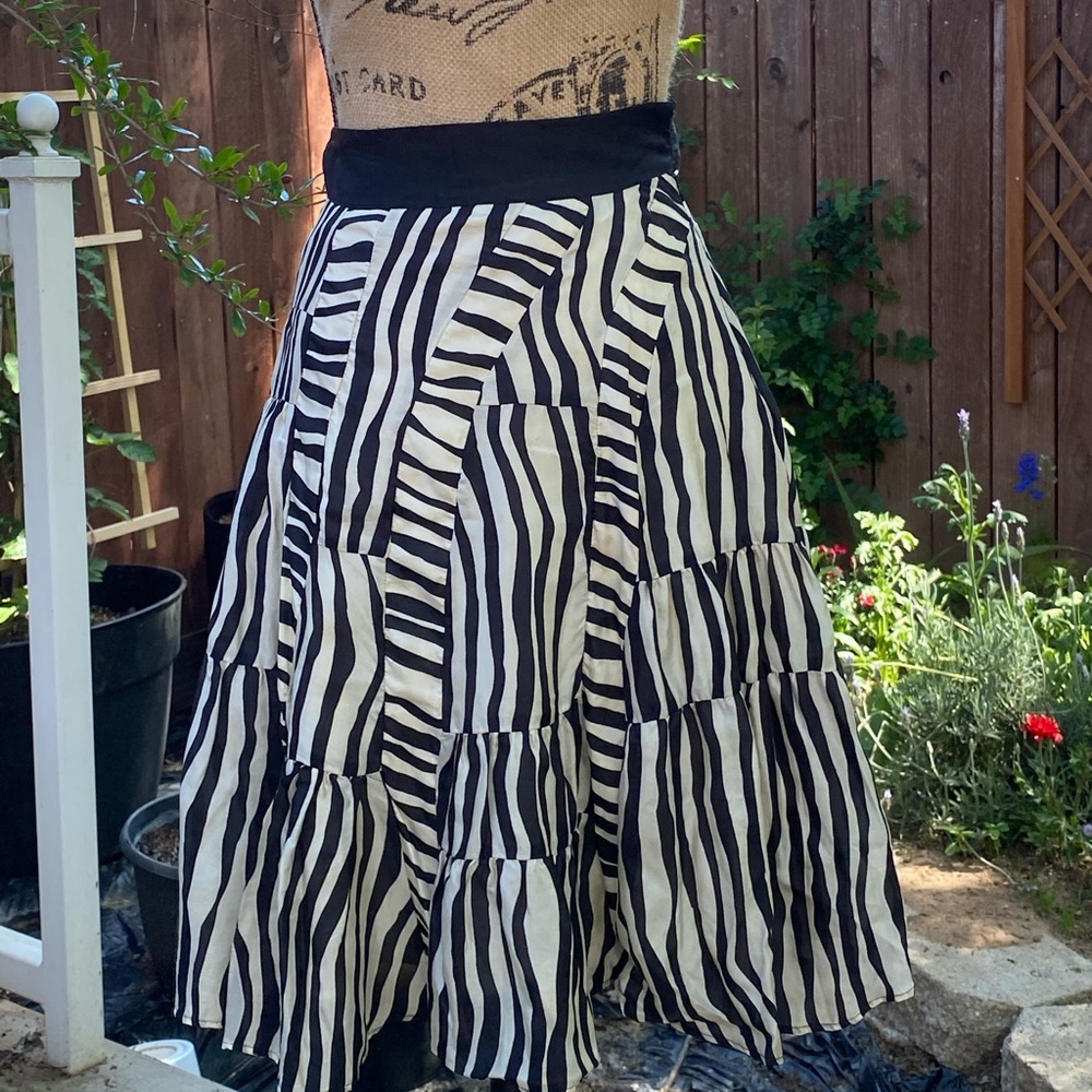 Anthropologie x Lil black and white silk skirt